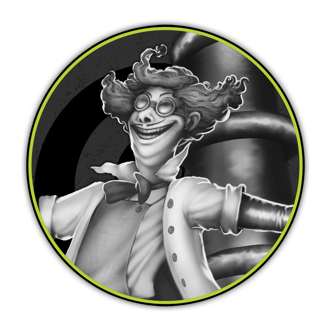 
                    
                      Limited edition Malifaux Rotten Harvest miniatures of Dr. Frank N. Steen and Even Wilder by Wyrd Miniatures, featuring detailed character artwork.
                    
                  