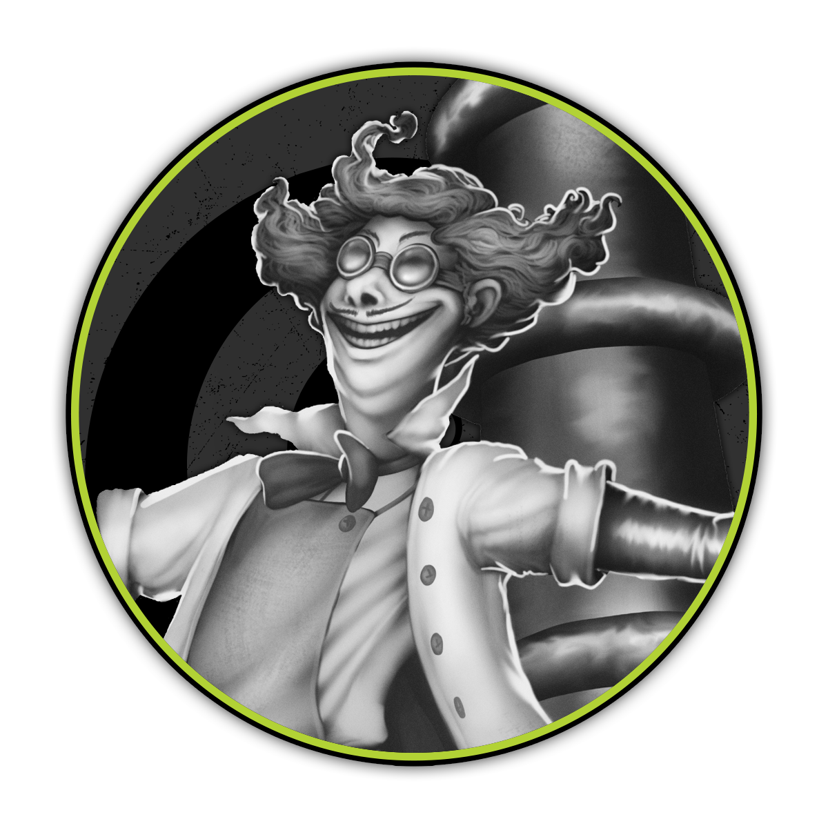 Limited edition Malifaux Rotten Harvest miniatures of Dr. Frank N. Steen and Even Wilder by Wyrd Miniatures, featuring detailed character artwork.