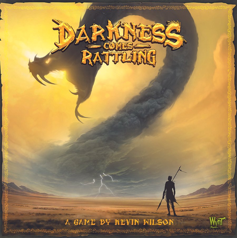 
                    
                      Darkness Comes Rattling board game by Wyrd, featuring illustrated game box with dark, ominous artwork and game components.
                    
                  
