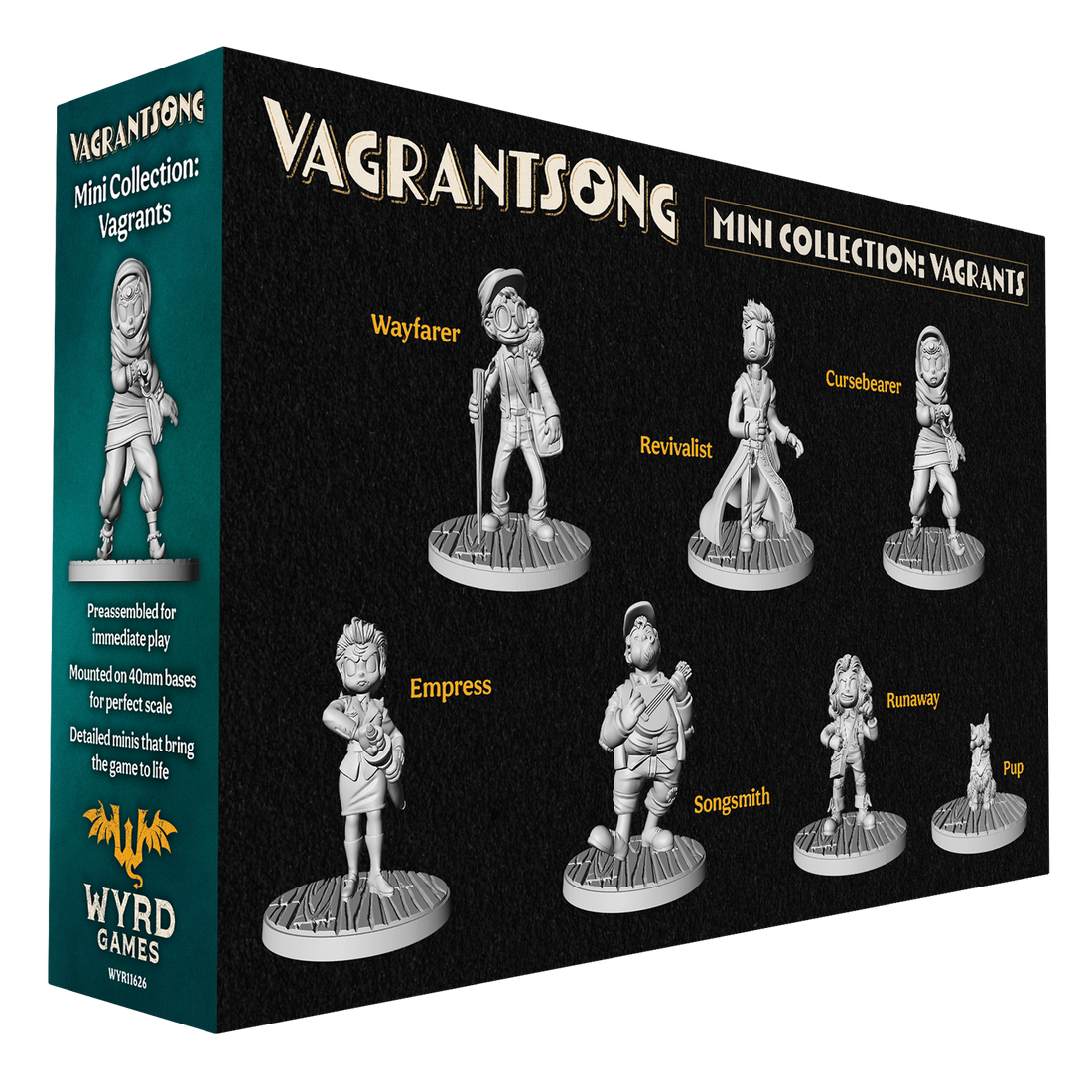 
                    
                      Wyrd Vagrantsong Miniatures Pack featuring detailed miniatures from the Vagrantsong collection, displayed from the back.
                    
                  