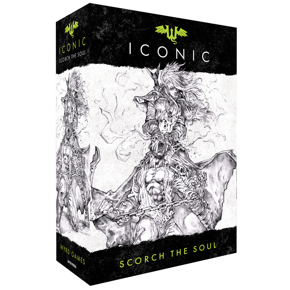
                    
                      Malifaux Iconic Box set featuring Wyrd Miniatures' Scorch the Soul character with detailed front view.
                    
                  