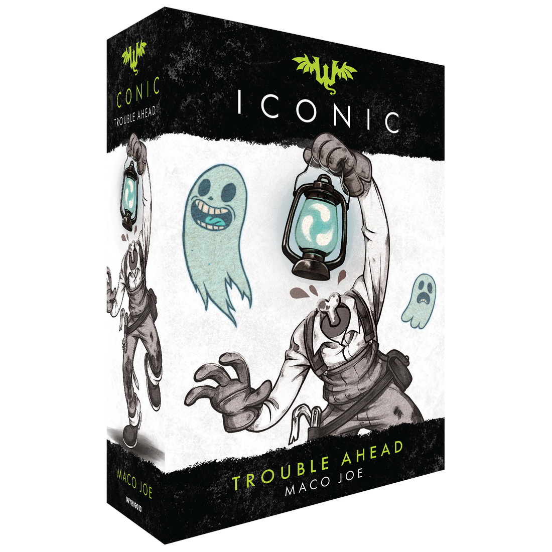 
                    
                      Vagrantsong Iconic Trouble Ahead Maco Joe Wyrd game character illustration on front of packaging.
                    
                  