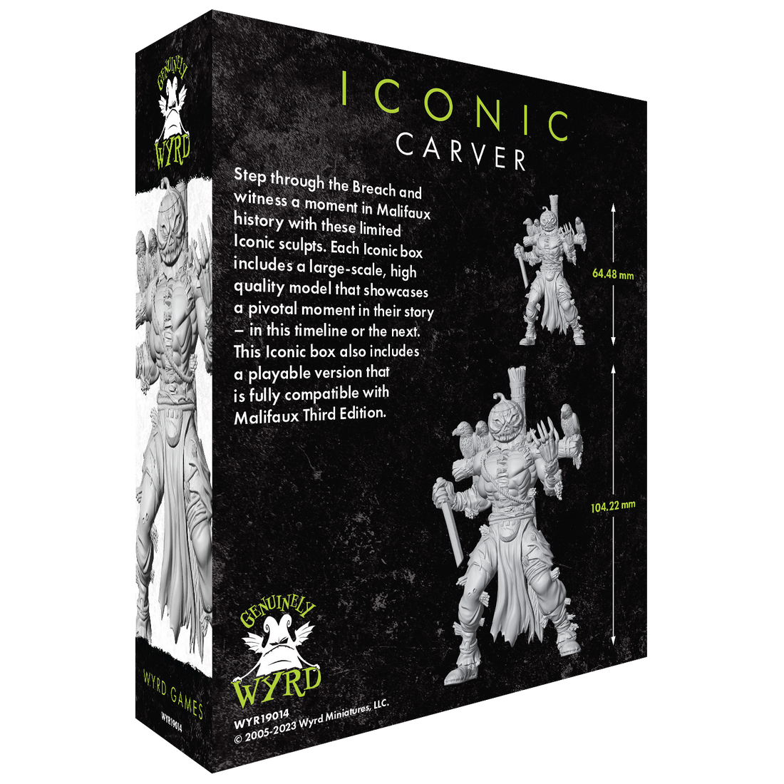 
                    
                      Dark Harvest Malifaux Iconic Box by Wyrd Miniatures, showing the back of the box with artwork and product details.
                    
                  