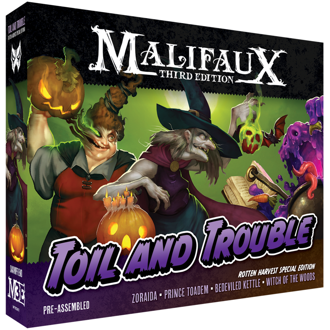 
                    
                      Limited edition Rotten Harvest Toil and Trouble box for Malifaux by Wyrd Miniatures, featuring detailed miniature figures.
                    
                  