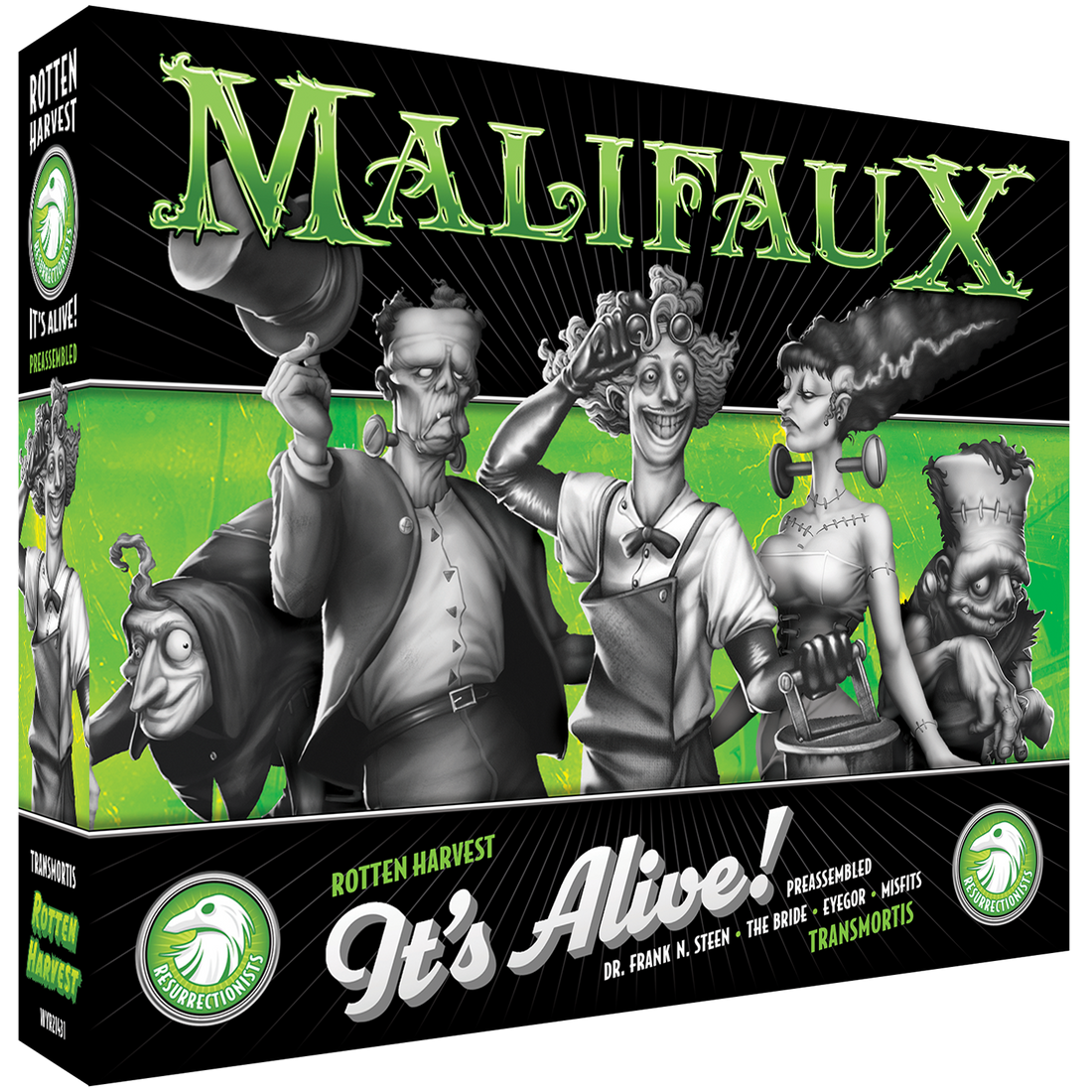 
                    
                      Limited edition Rotten Harvest It's Alive! Malifaux box set by Wyrd Miniatures showing the front artwork and miniature figures.
                    
                  