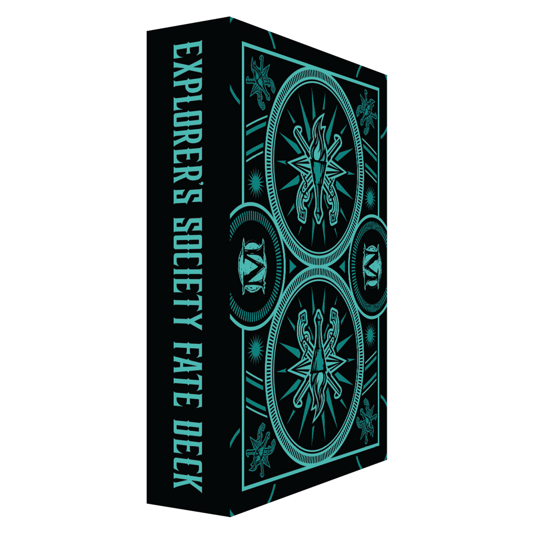 
                    
                      Malifaux Fate Deck featuring Explorer's Society theme by Wyrd Miniatures, showing colorful cards with intricate symbols and artwork.
                    
                  