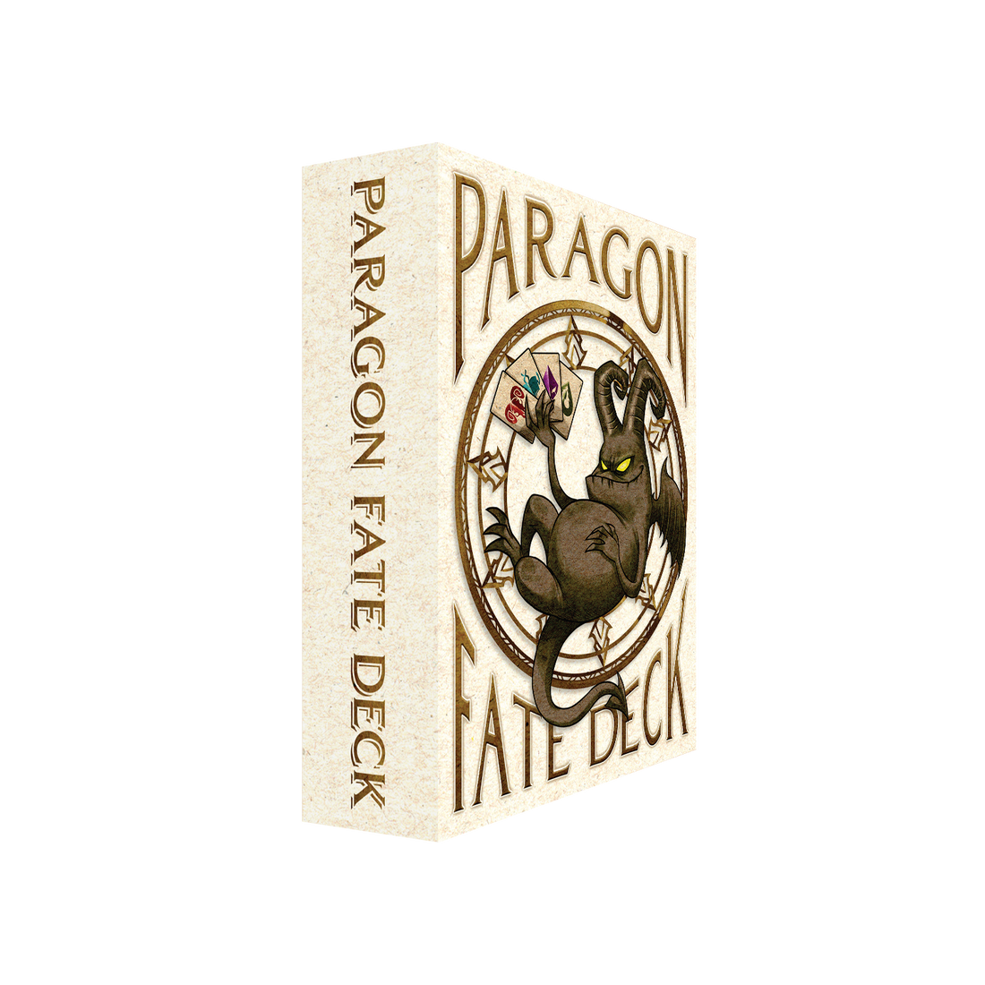 
                    
                      Malifaux Wyrd Miniatures Paragon Fate Deck with colorful cards featuring intricate artwork and game information.
                    
                  
