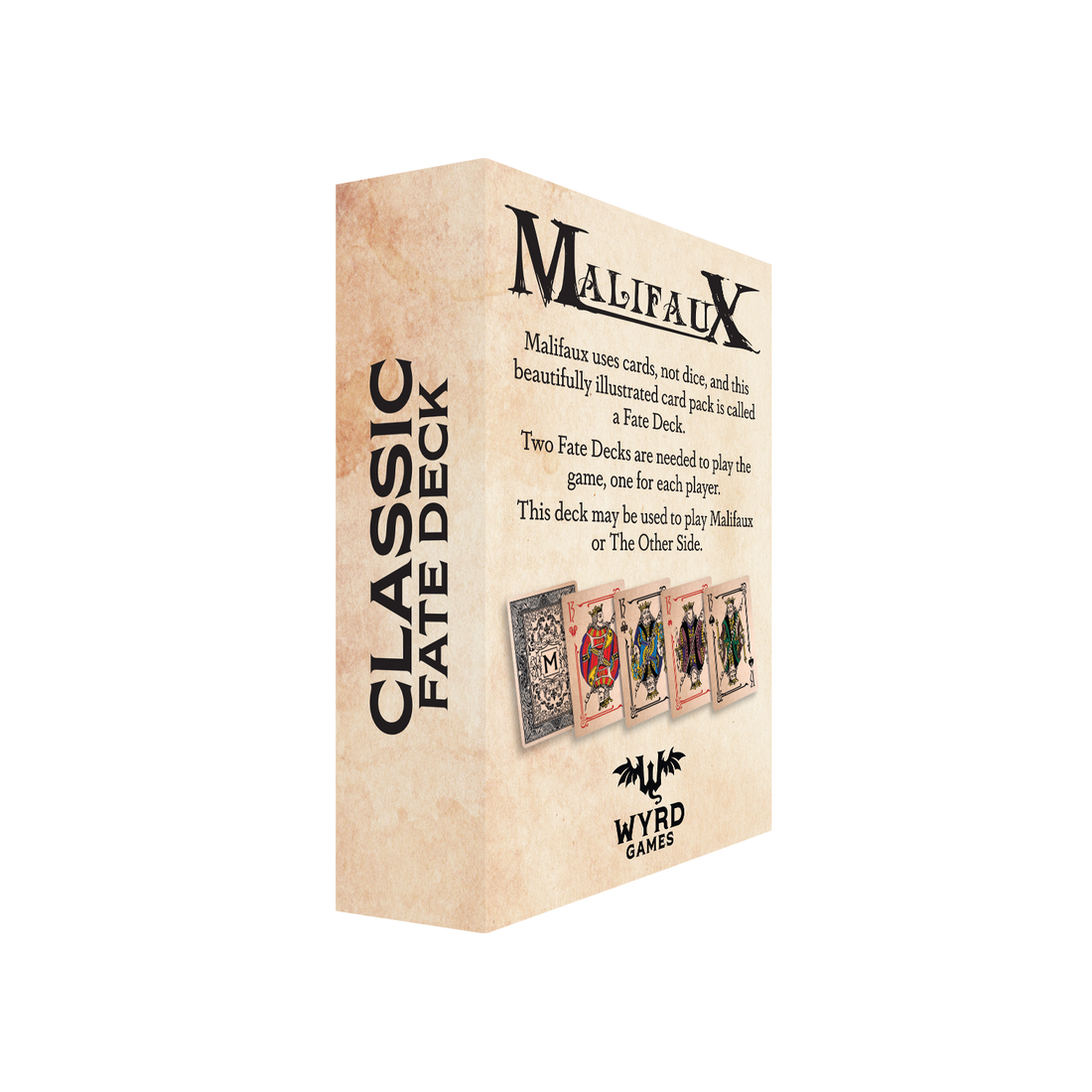 
                    
                      Back of Wyrd Miniatures Classic Fate Deck for Malifaux, showing intricate card designs and artwork.
                    
                  