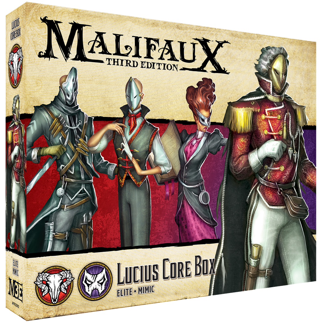 
                    
                      Front view of the Wyrd Miniatures Lucius Core Box, containing gaming miniatures and accessories for tabletop gameplay.
                    
                  