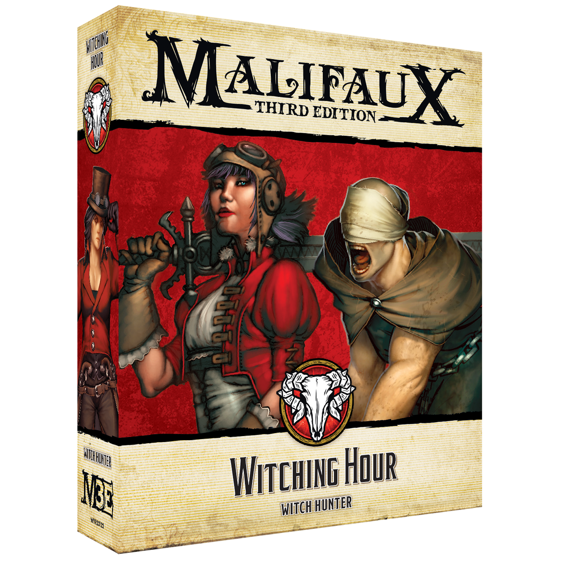 
                    
                      Wyrd Miniatures Witching Hour tabletop game box with mystical artwork and fantasy theme on the front cover.
                    
                  