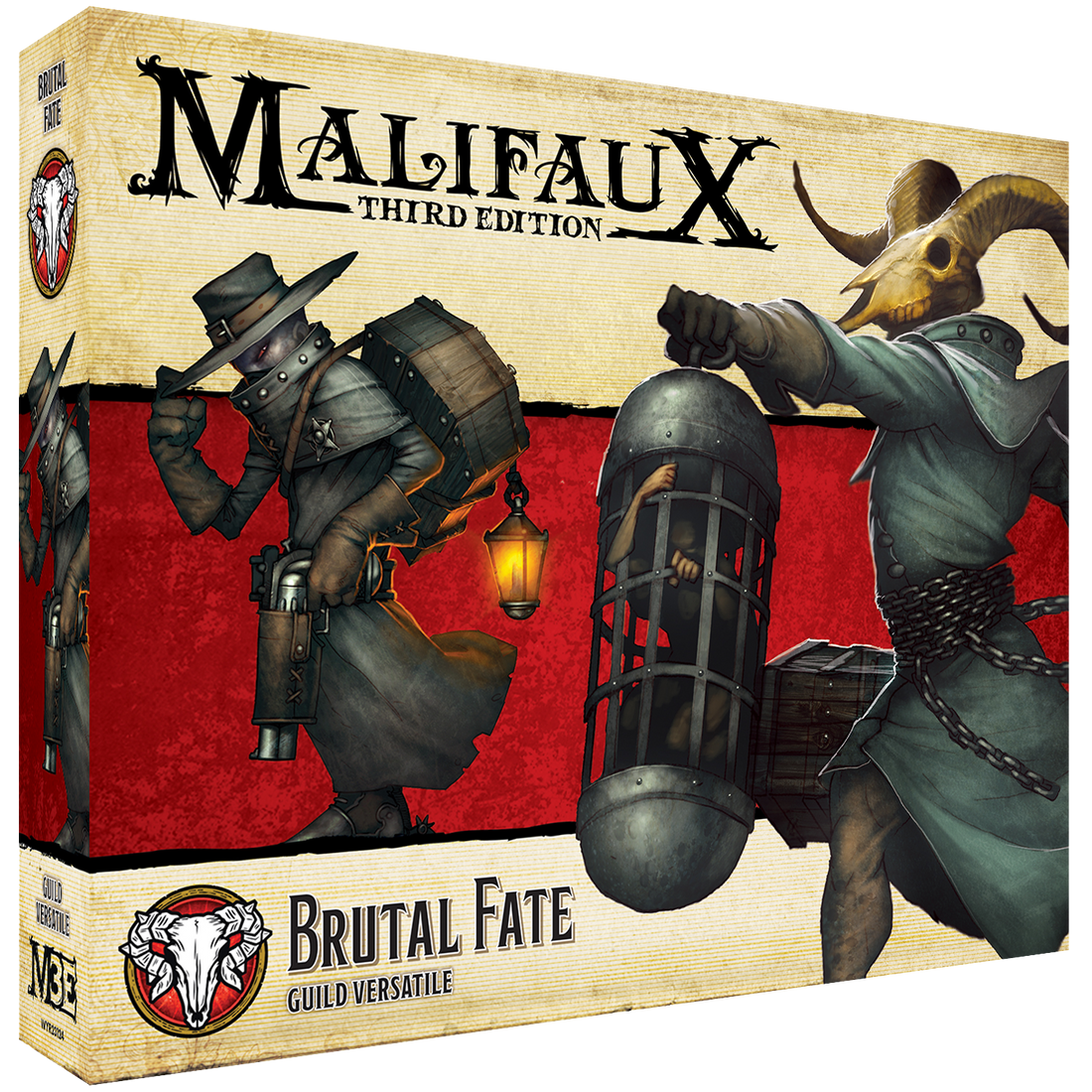 
                    
                      Front view of Wyrd Miniatures' Brutal Fate Malifaux Keyword Box showing detailed miniatures and box art.
                    
                  