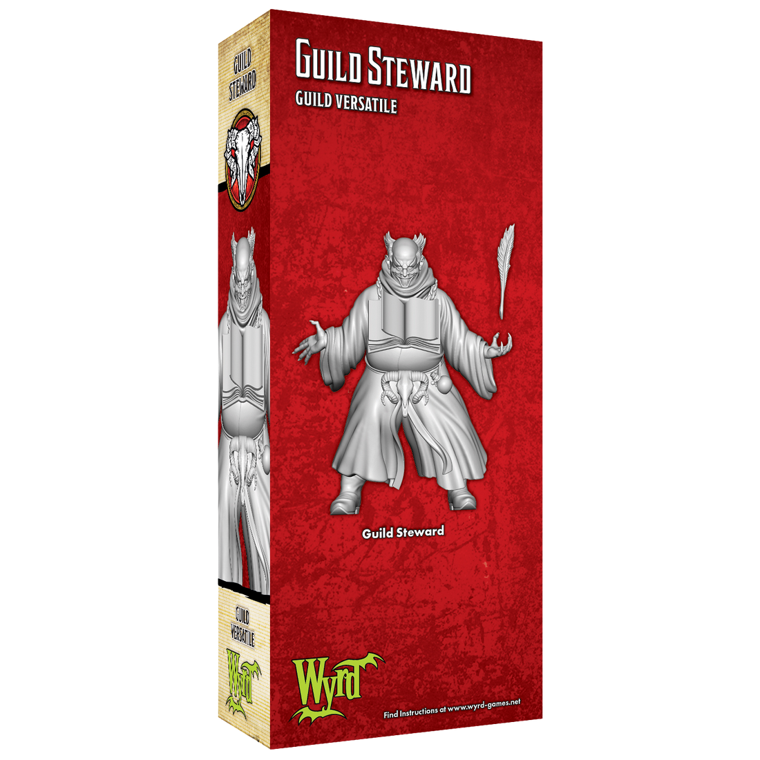 
                    
                      Guild Steward miniature from Wyrd Miniatures, showing the back view with detailed armor and staff, ideal for tabletop gaming.
                    
                  