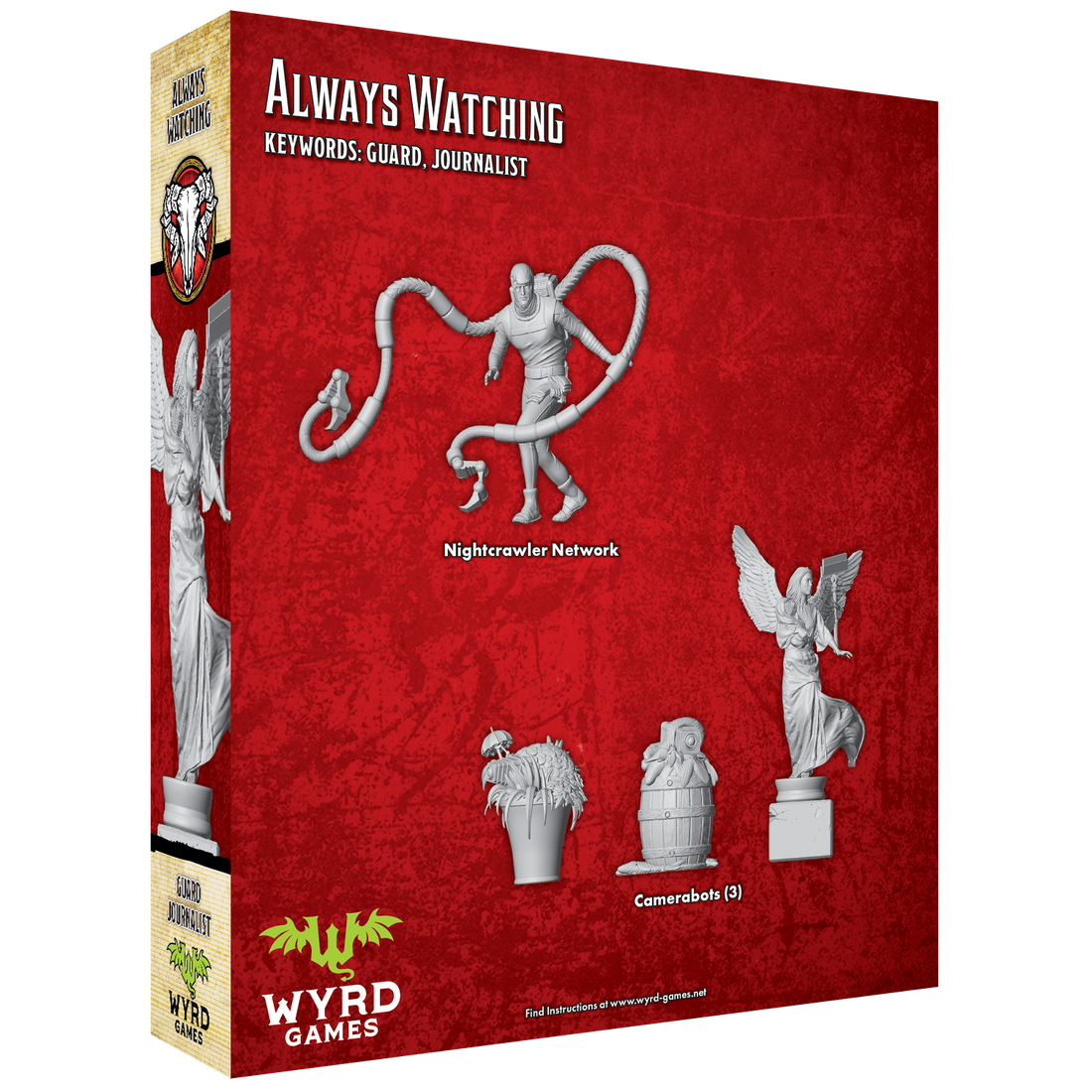 
                    
                      Malifaux Always Watching Wyrd Miniatures keyword box showing the back of the box with artwork and product details.
                    
                  