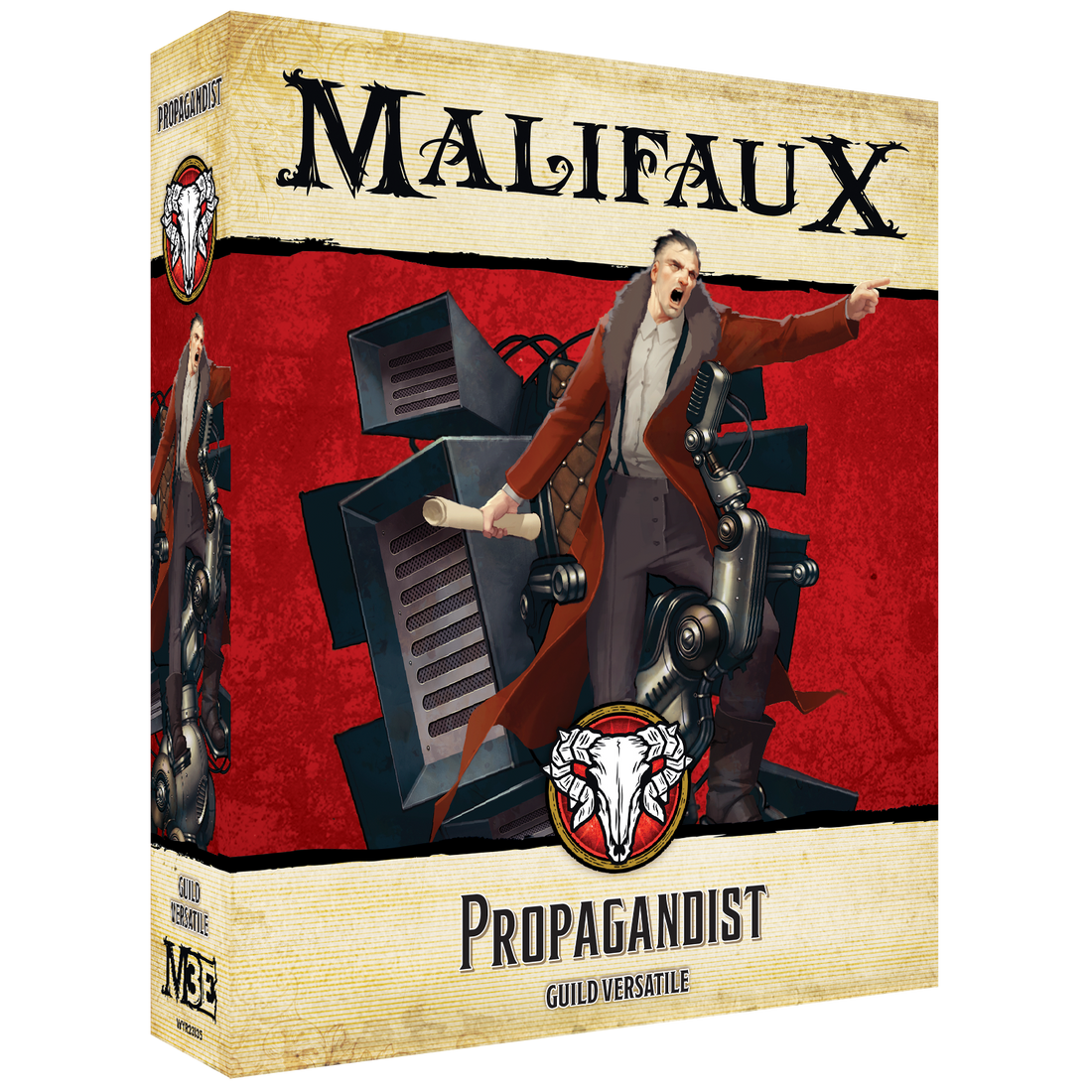 
                    
                      Front view of the Wyrd Miniatures Propagandist figure, detailed miniature with propaganda-themed attire and accessories.
                    
                  