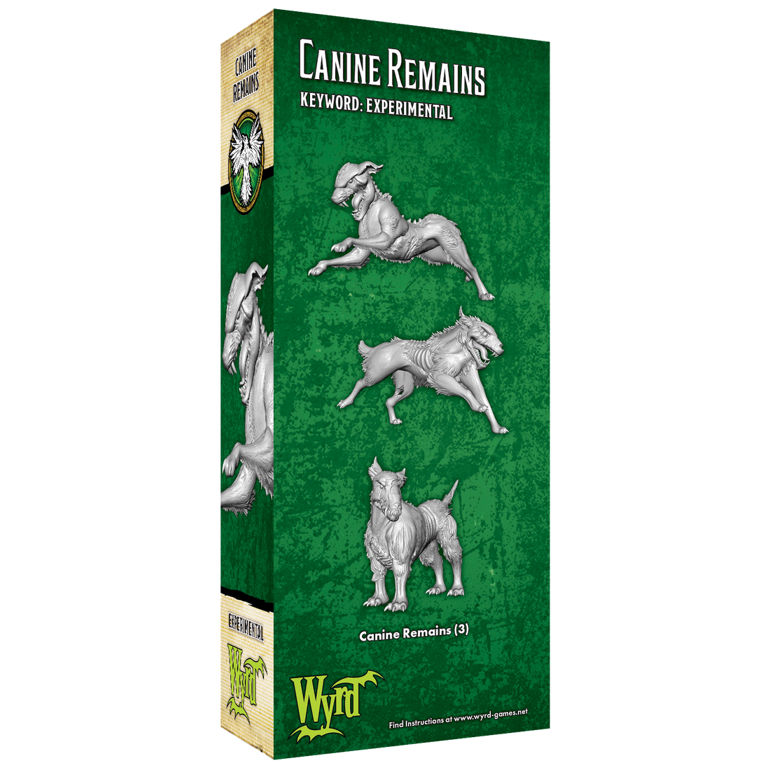 
                    
                      Wyrd Miniatures Malifaux Canine Remains keyword box back view, featuring detailed miniature remnants and packaging artwork.
                    
                  