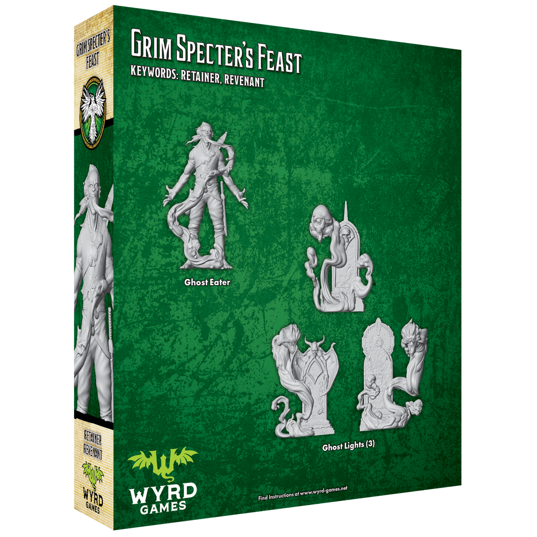 
                    
                      Back view of the Grim Specter’s Feast miniature by Wyrd Miniatures, featuring detailed sculpting and dark, gothic details.
                    
                  