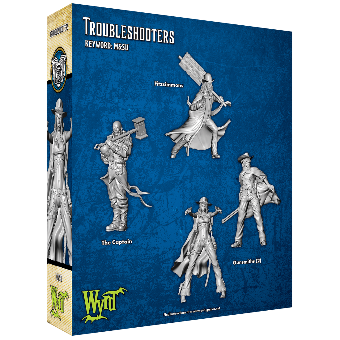 
                    
                      Wyrd Miniatures Troubleshooters set featuring detailed miniatures with weapons and gear, viewed from the back.
                    
                  