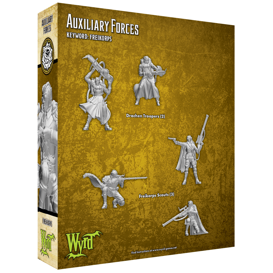 
                    
                      Back view of Wyrd Miniatures Auxiliary Forces toy set, featuring detailed miniature figures for gaming and collection.
                    
                  
