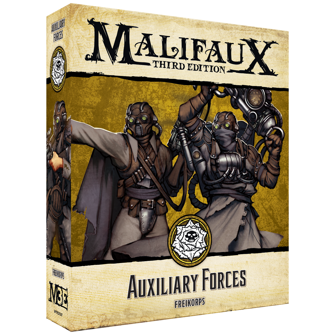 
                    
                      Front view of Wyrd Miniatures Auxiliary Forces toy set, featuring detailed miniature figures for tabletop gaming.
                    
                  