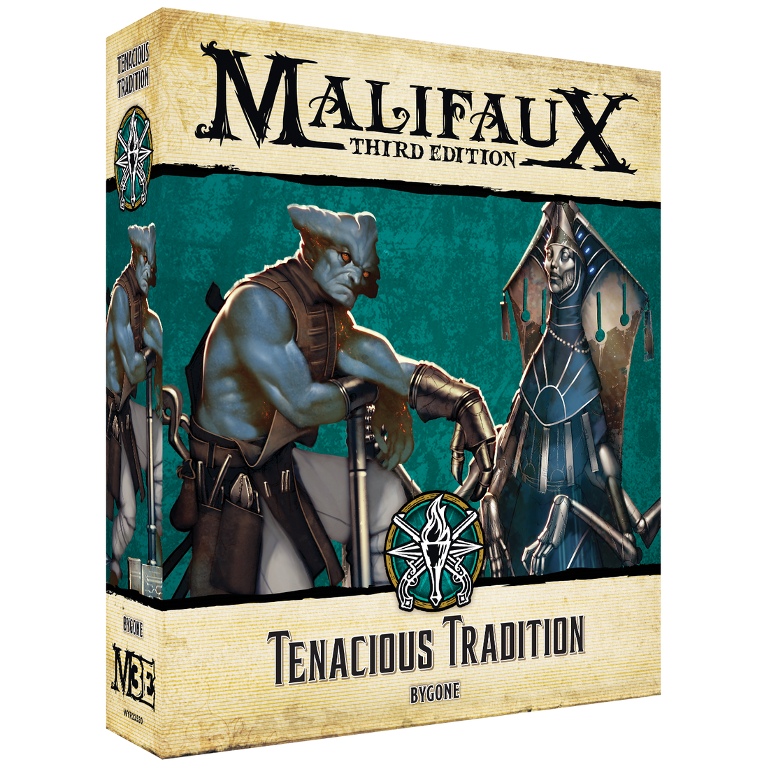 
                    
                      Front view of Wyrd Miniatures' Tenacious Tradition gaming miniature, featuring detailed sculpting and vibrant paintwork.
                    
                  