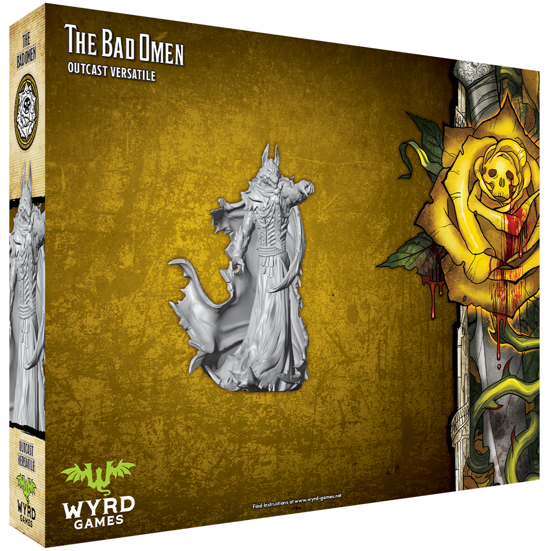 
                    
                      Back view of The Bad Omen miniature by Wyrd Miniatures, showing detailed armor and dark, ominous design.
                    
                  