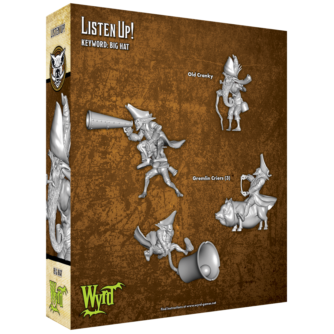 
                    
                      Wyrd Miniatures Listen Up! game piece showing the back side with detailed sculpt and painted features, ready for tabletop play.
                    
                  