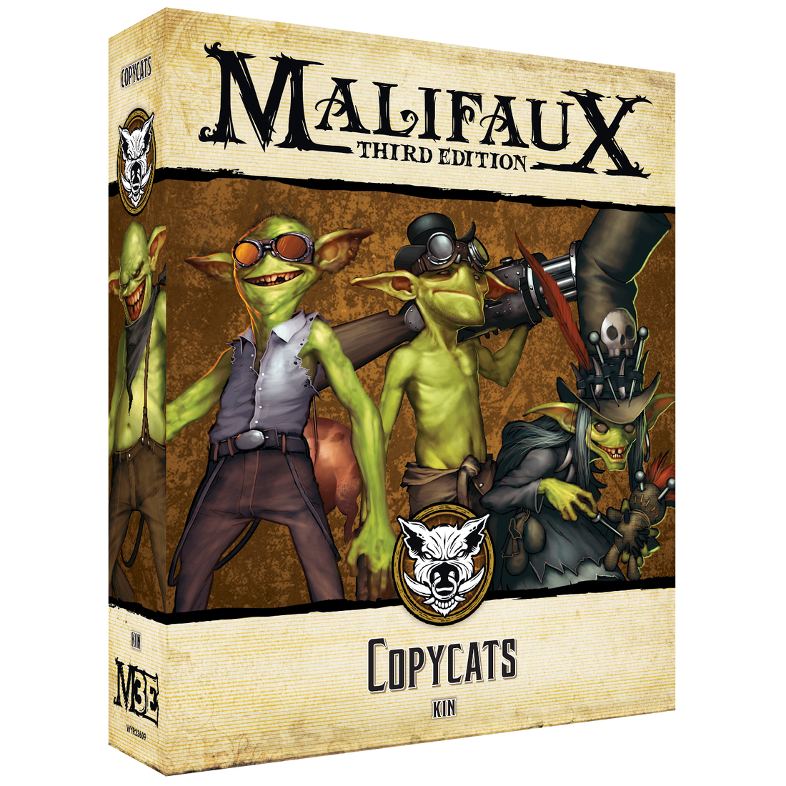 
                    
                      Copycats Malifaux keyword box by Wyrd Miniatures featuring detailed miniature figures in a fantasy-themed box.
                    
                  