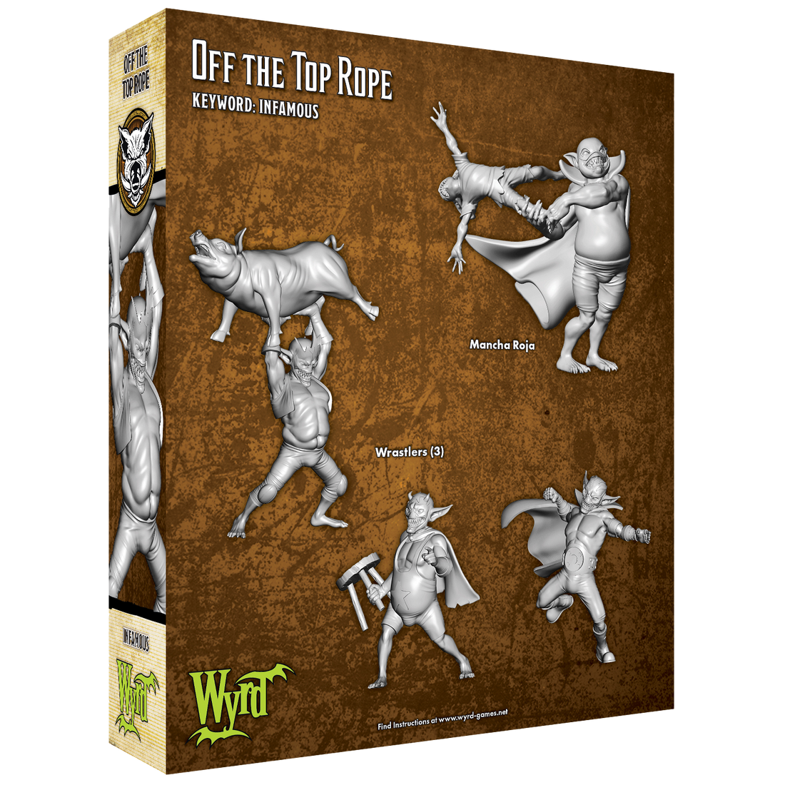 
                    
                      Off the Top Rope miniature by Wyrd Miniatures, showing a detailed figure in dynamic pose with wrestling attire.
                    
                  