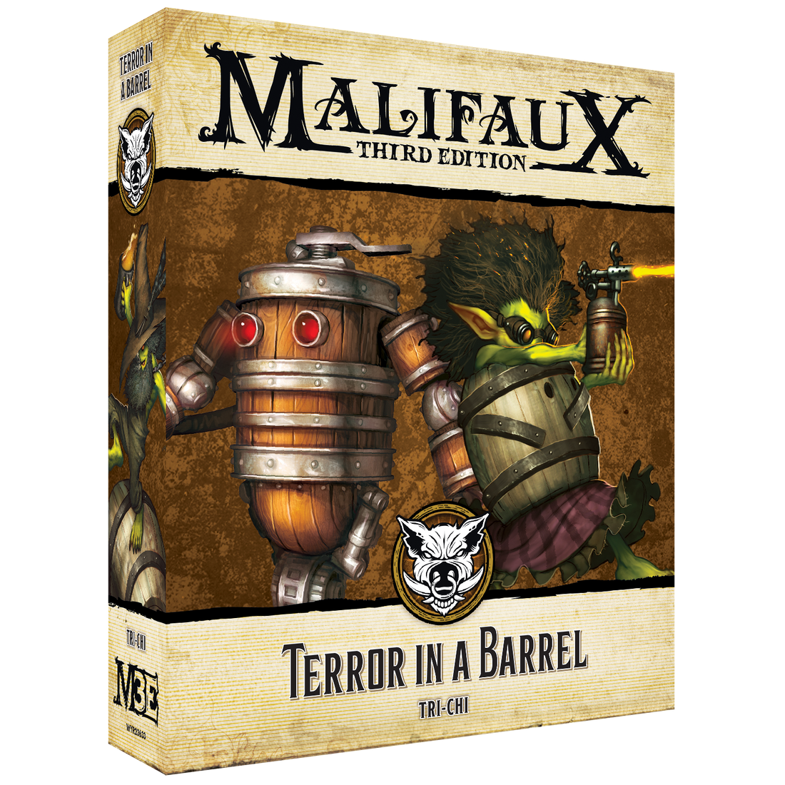 
                    
                      Front view of Wyrd Miniatures' Terror in a Barrel tabletop game piece featuring detailed sculpting and dark thematic design.
                    
                  