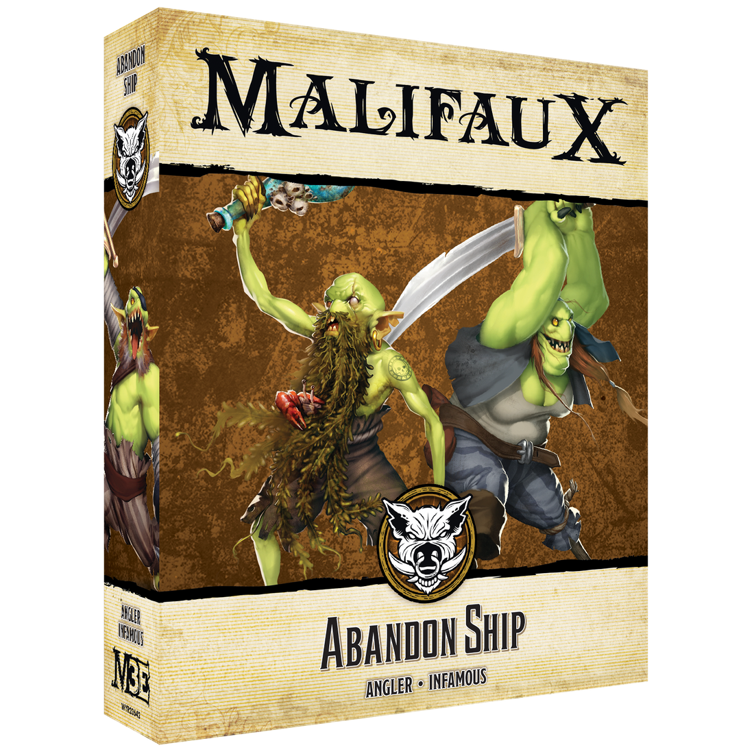 
                    
                      Front view of Wyrd Miniatures Abandon Ship Malifaux miniature, detailed model with intricate ship and crew elements.
                    
                  