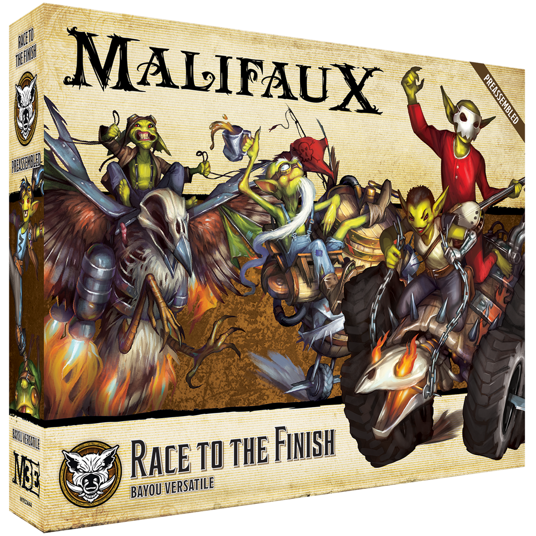 
                    
                      Wyrd Miniatures Race to the Finish game box front showing colorful illustrated board and game pieces for tabletop play.
                    
                  