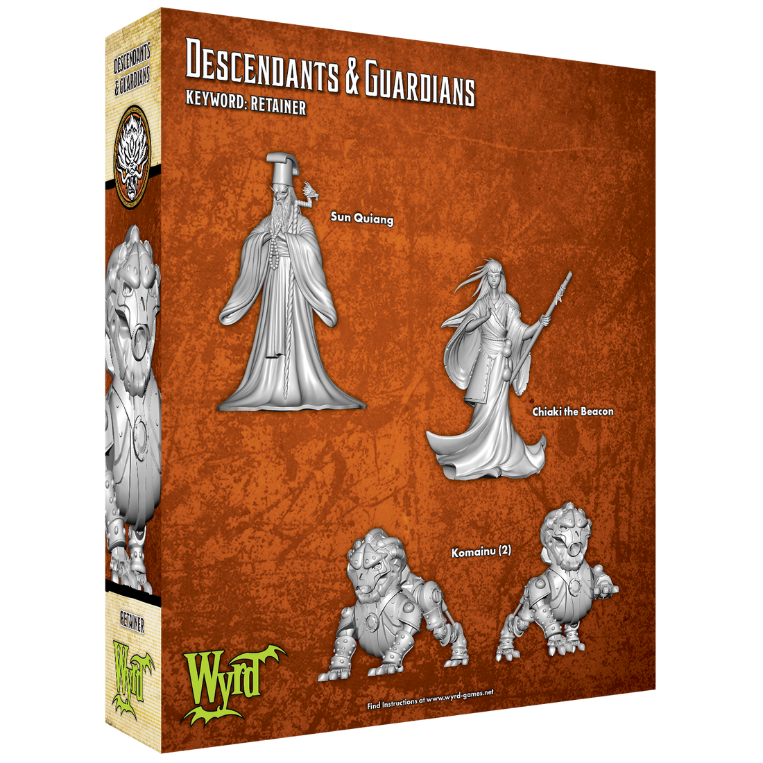 
                    
                      Rear view of Wyrd Miniatures' Descendants and Guardians figurine set, showing detailed craftsmanship and dynamic poses.
                    
                  