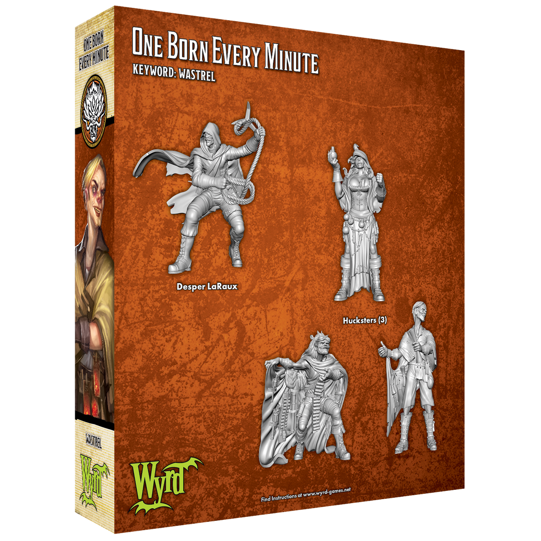 
                    
                      Back view of Wyrd Miniatures' One Born Every Minute tabletop game figurine, showcasing detailed sculpting and base design.
                    
                  