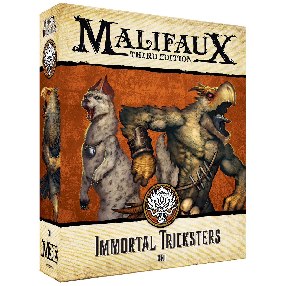
                    
                      Front view of Wyrd Miniatures' Immortal Tricksters tabletop gaming miniatures featuring intricate design and detailed sculpting.
                    
                  