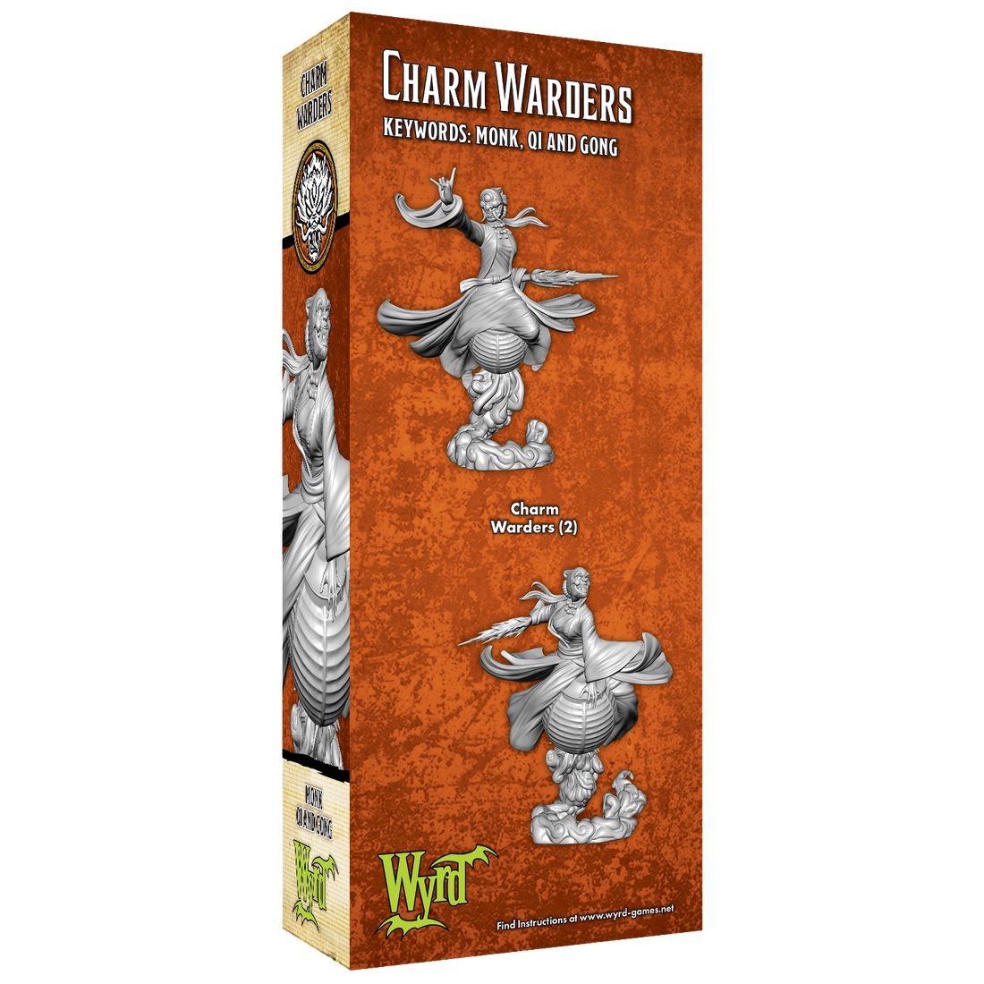 
                    
                      Back view of Wyrd Miniatures Charm Warders Malifaux miniature, showing detailed armor and weaponry.
                    
                  
