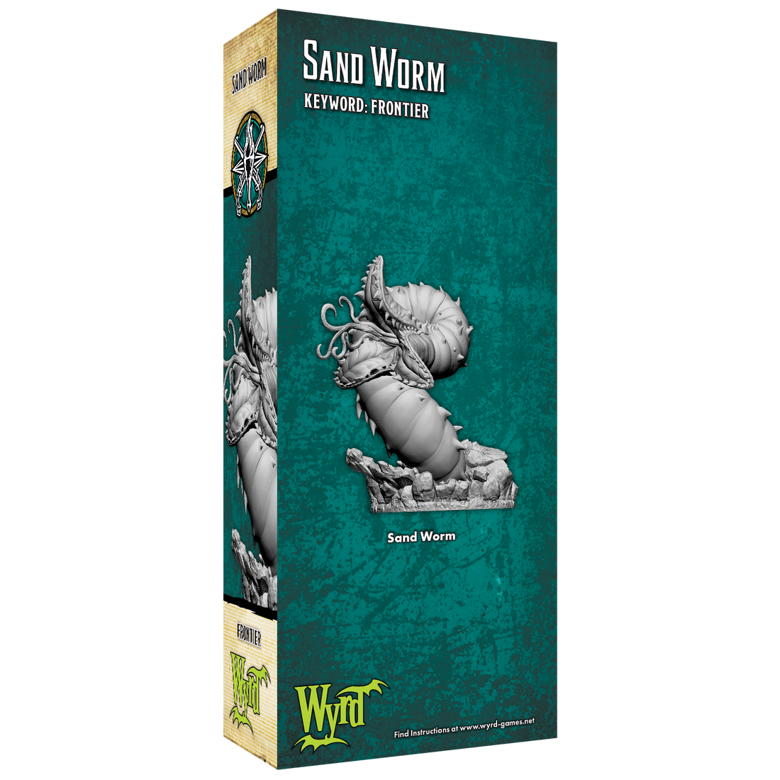 
                    
                      Back view of a detailed Sand Worm miniature from Wyrd Miniatures, featuring segmented body and textured surface.
                    
                  