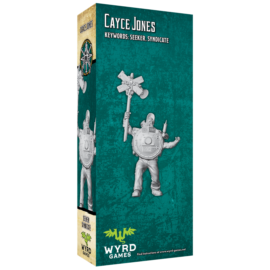 
                    
                      Back view of Cayce Jones miniature figure by Wyrd Miniatures, detailed sculpt with intricate costume and accessories.
                    
                  