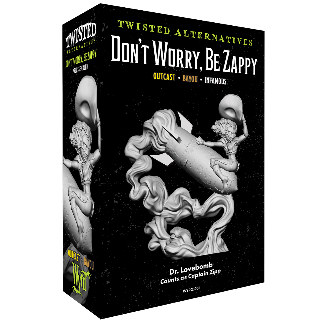 
                    
                      Back view of Wyrd Miniatures Twisted Alternatives Don't Worry Be Zappy figurine, featuring detailed twisted design and vibrant colors.
                    
                  