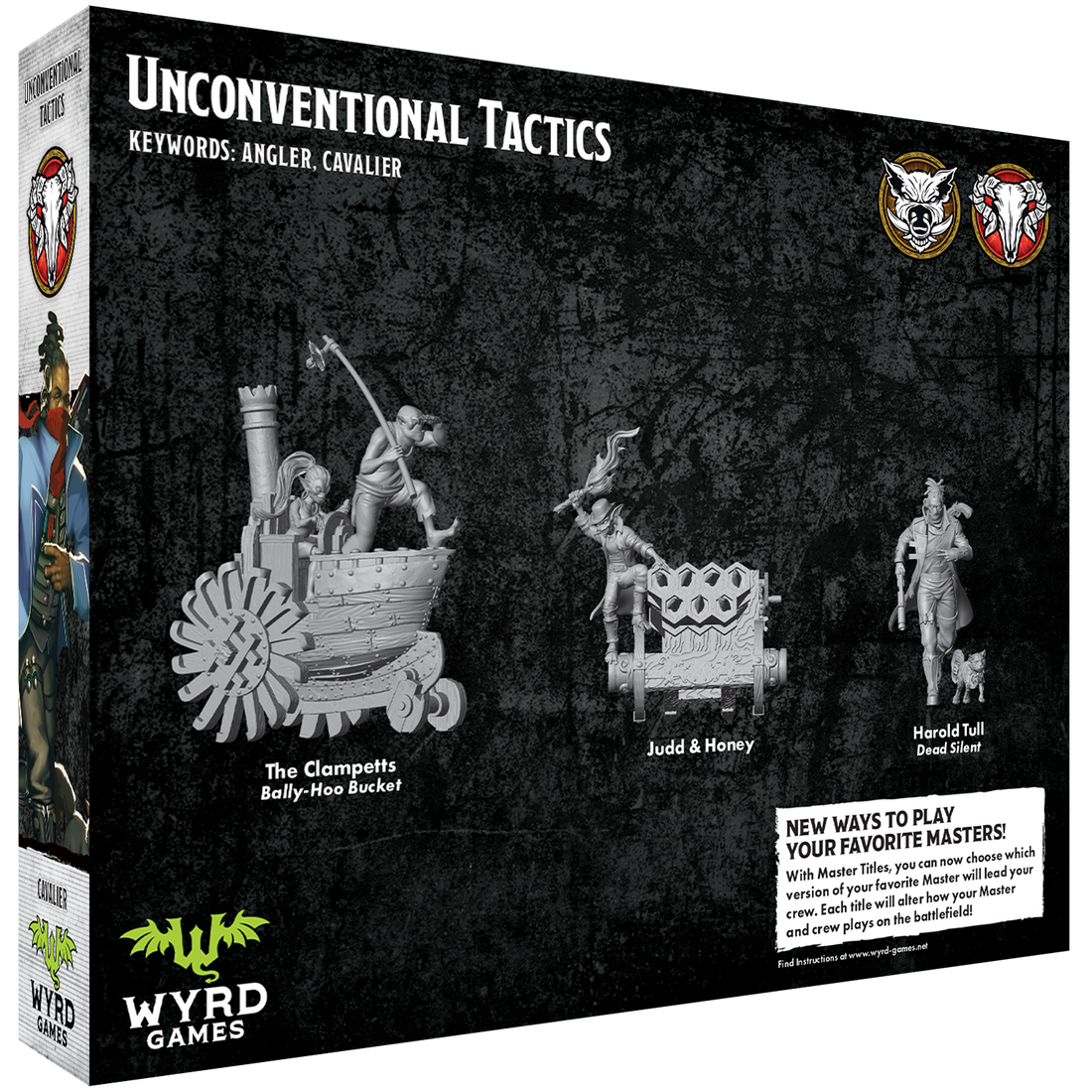 
                    
                      Back view of Wyrd Miniatures Unconventional Tactics card featuring detailed artwork and text layout for tabletop gaming.
                    
                  