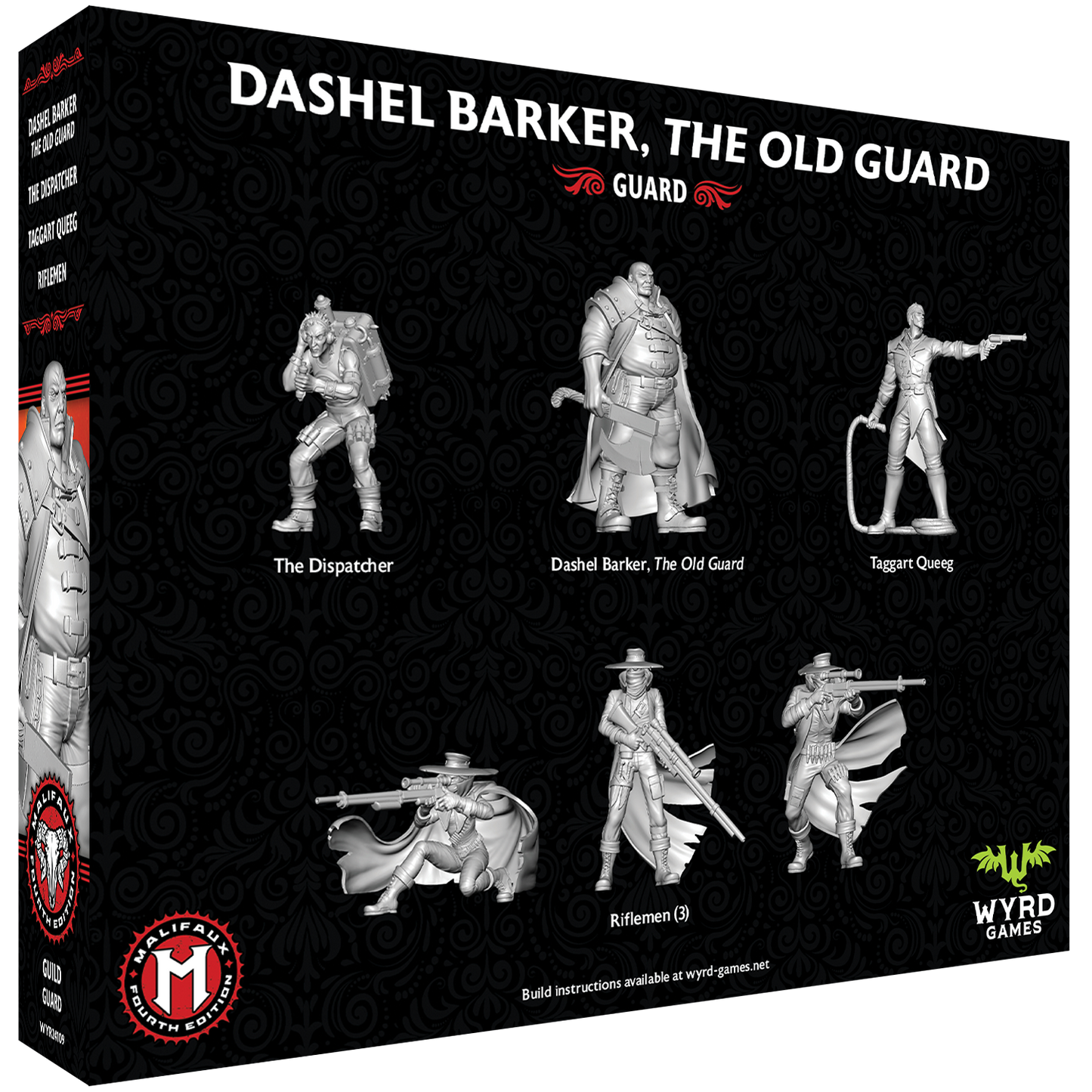 
                  
                    Back view of Dashel Barker, The Old Guard miniature from Malifaux Fourth Edition core box by Wyrd Miniatures.
                  
                