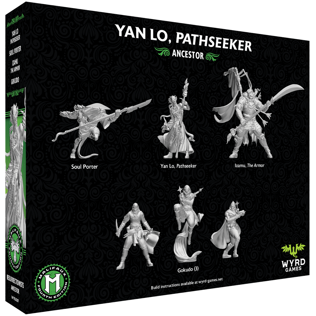 
                    
                      Malifaux Fourth Edition Yan Lo Pathseeker figure from Wyrd Miniatures' core box, shown from the back.
                    
                  