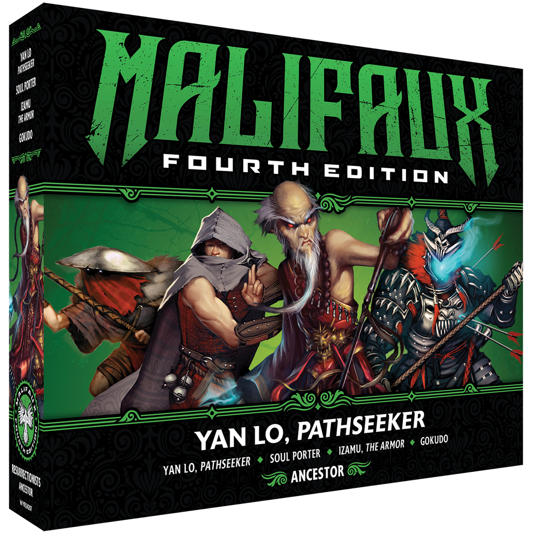 
                    
                      Malifaux Fourth Edition Yan Lo, Pathseeker miniature from Wyrd Miniatures' Malifaux Core Box, front view showing detailed design.
                    
                  