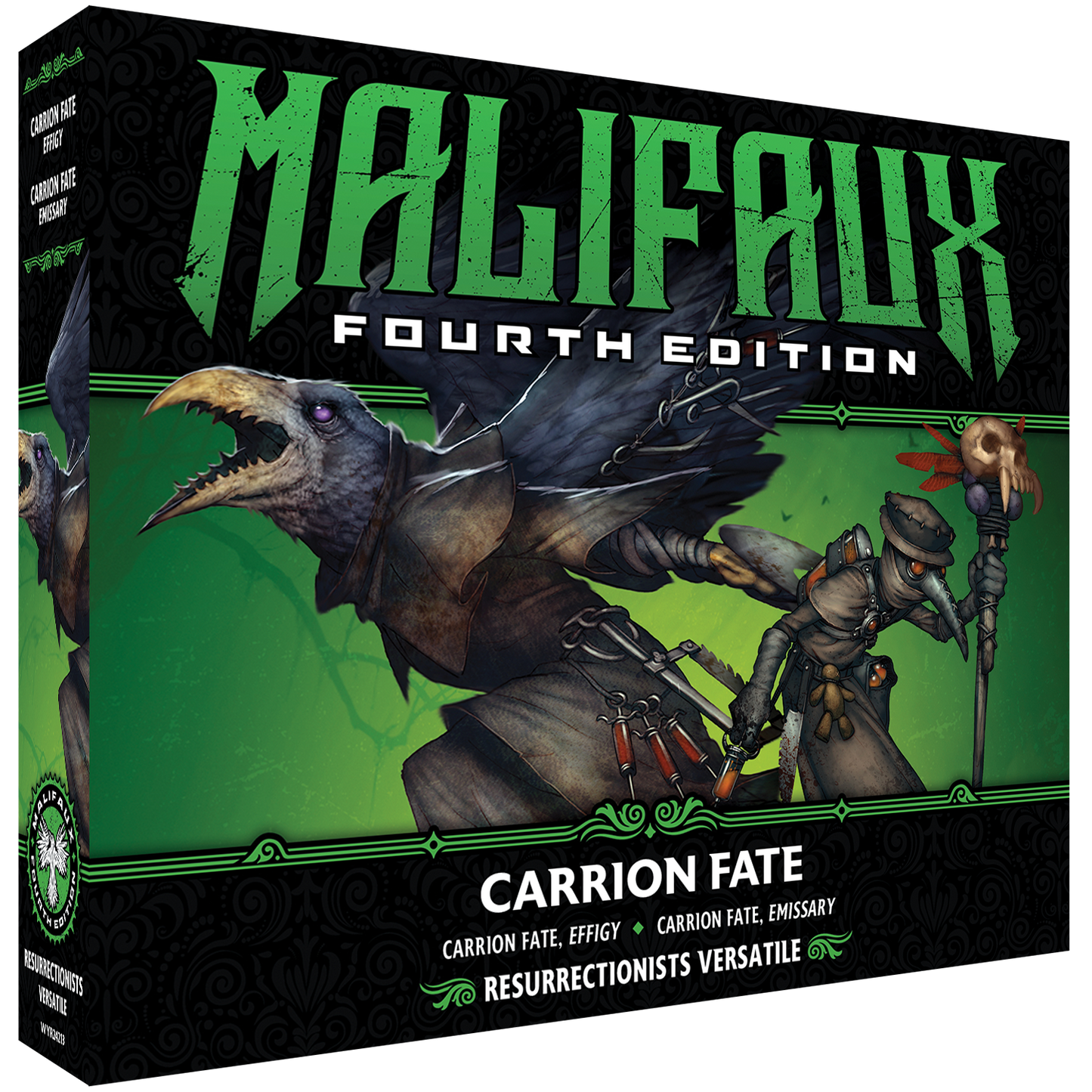 
                  
                    Wyrd Miniatures Malifaux Fourth Edition Carrion Fate versatile box with detailed miniature figures and game components.
                  
                