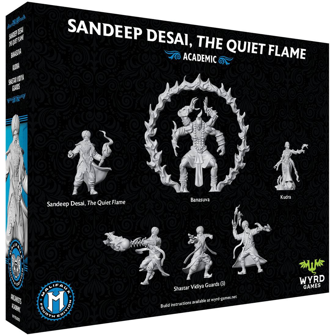
                    
                      Image of Sandeep Desai, The Quiet Flame, from Malifaux Fourth Edition core box by Wyrd Miniatures, showing a detailed miniature figure.
                    
                  