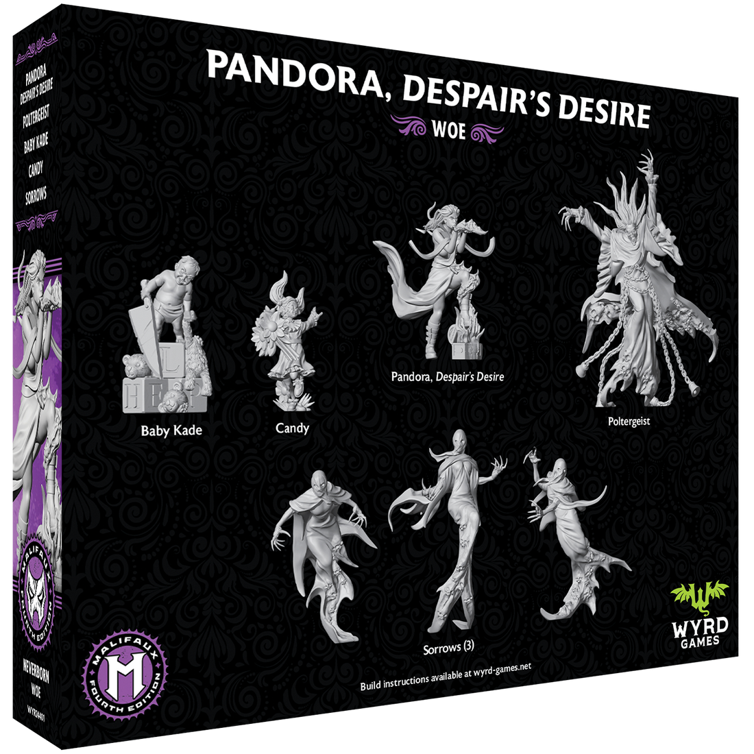 
                    
                      Back view of Pandora, Despair's Desire Malifaux Fourth Edition core box by Wyrd Miniatures, featuring detailed artwork and miniature figures.
                    
                  