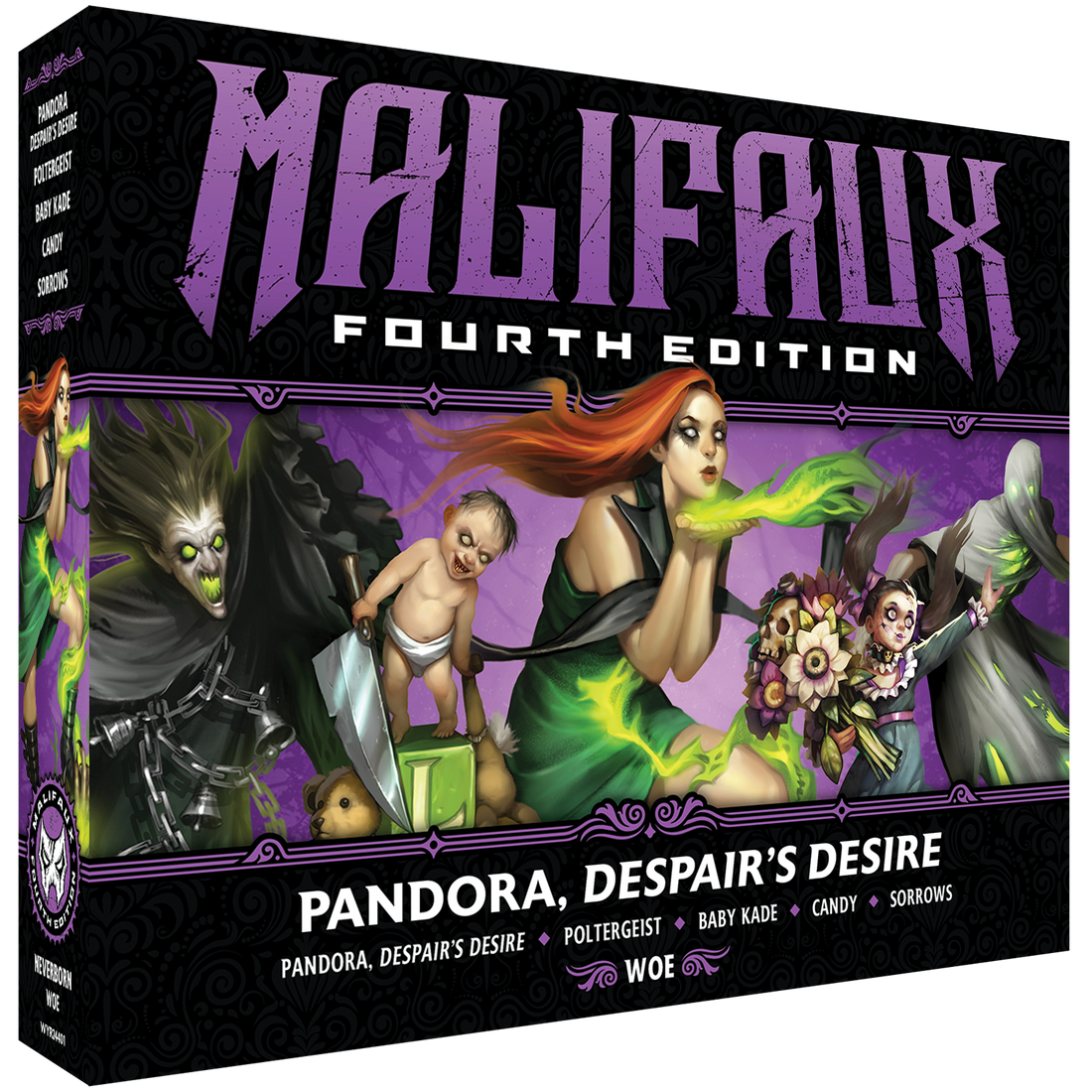 
                    
                      Malifaux Fourth Edition Pandora Despair's Desire core box by Wyrd Miniatures, featuring detailed miniatures and artwork on the front.
                    
                  