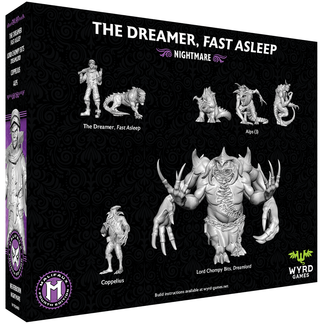 
                    
                      Malifaux Fourth Edition The Dreamer, Fast Asleep core box by Wyrd Miniatures, featuring detailed miniature artwork and game components.
                    
                  