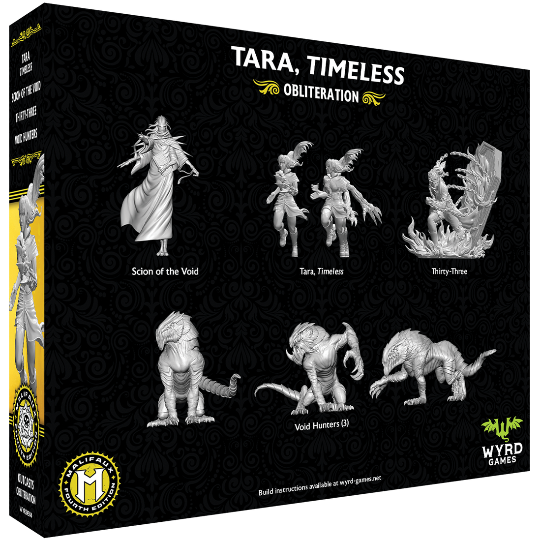 
                    
                      Malifaux Fourth Edition Tara, Timeless core box by Wyrd Miniatures, showing Tara figure from the back with detailed costume and accessories.
                    
                  