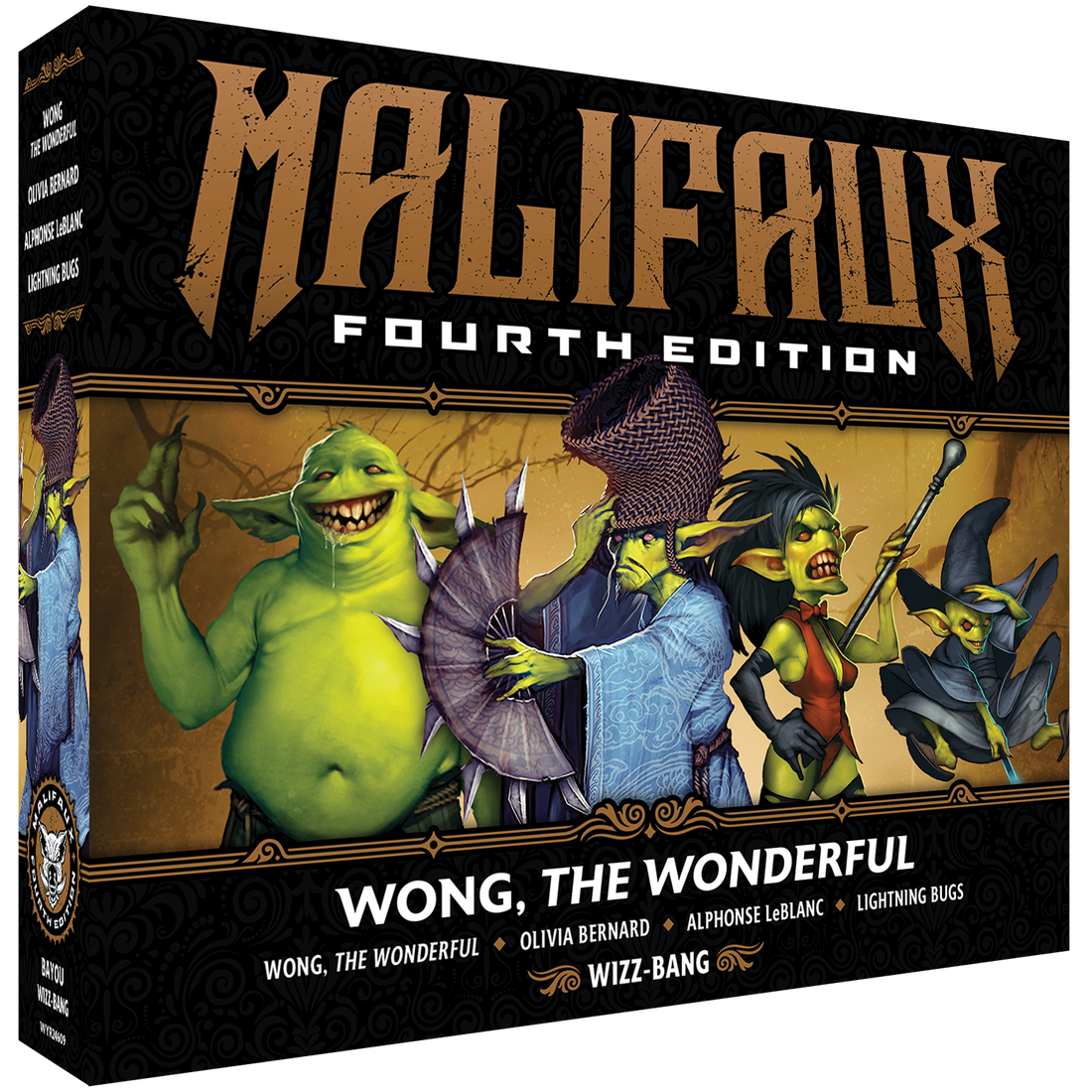 
                    
                      Malifaux Fourth Edition Wong, The Wonderful miniatures from Wyrd Miniatures core box, featuring detailed character figures.
                    
                  