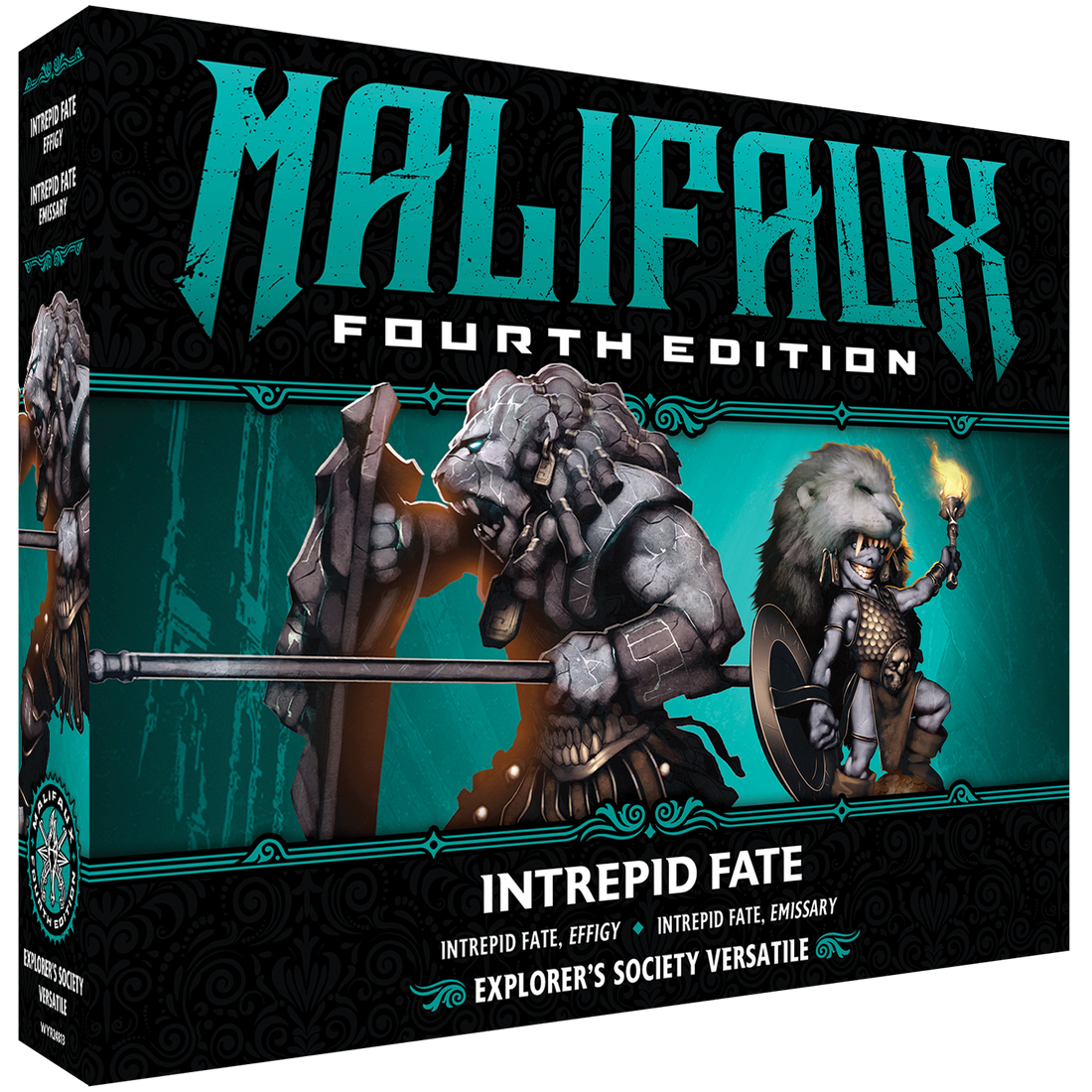 
                    
                      Malifaux Fourth Edition Intrepid Fate box by Wyrd Miniatures showing detailed miniatures and box art for the versatile game set.
                    
                  